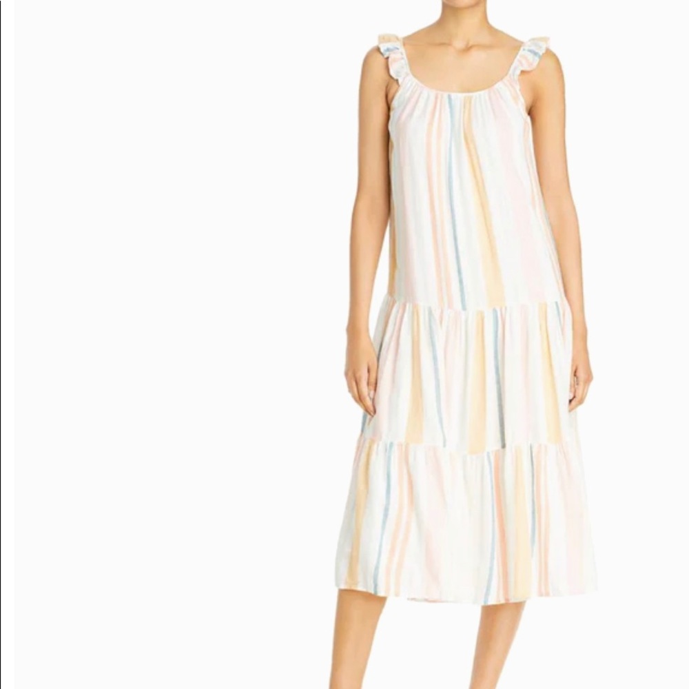 Rails Melon stripe Ruffle Shoulder Capri Dress women’s medium NWT
